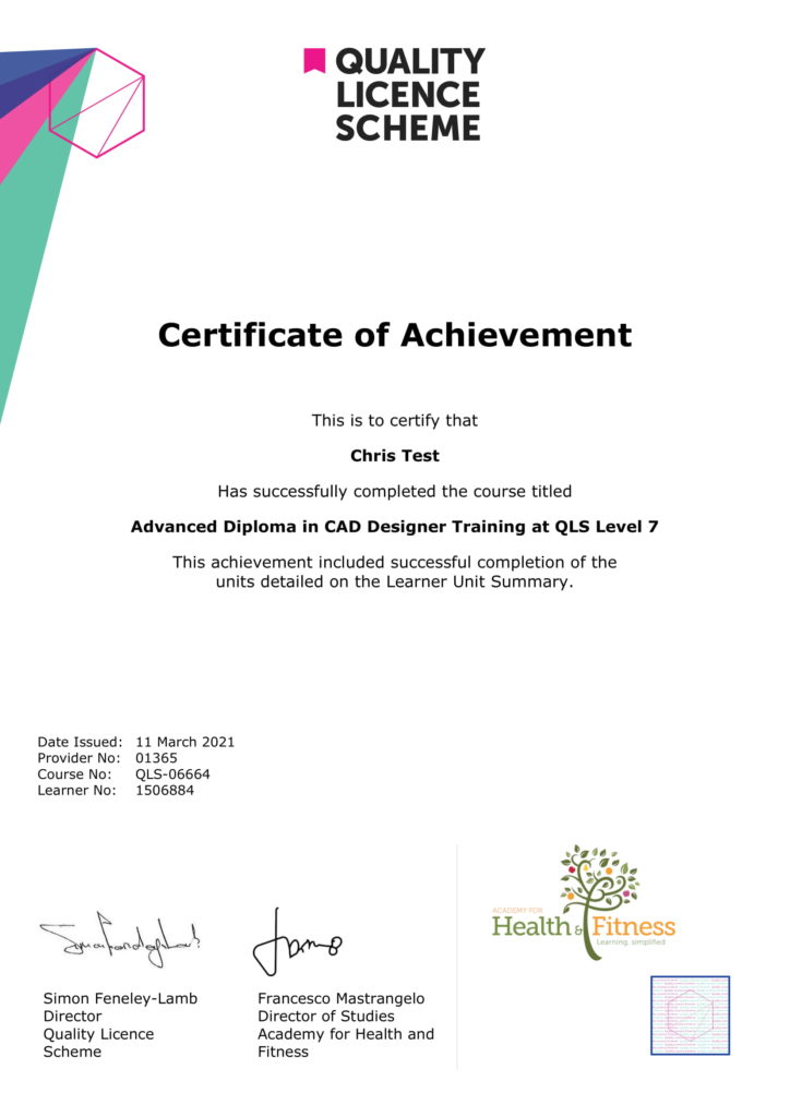 Order your QLS Endorsed Certificate – Academy for Health & Fitness