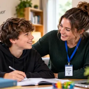 Residential childcare worker supporting a young person with learning and development