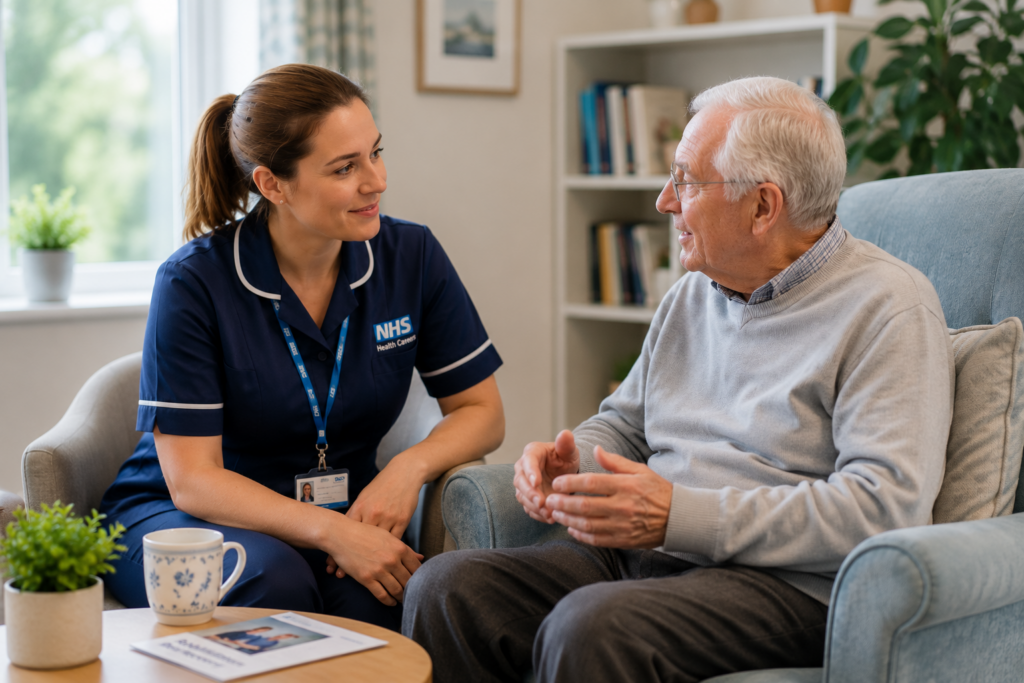 Rehabilitation support worker providing person-centred support to an older adult
