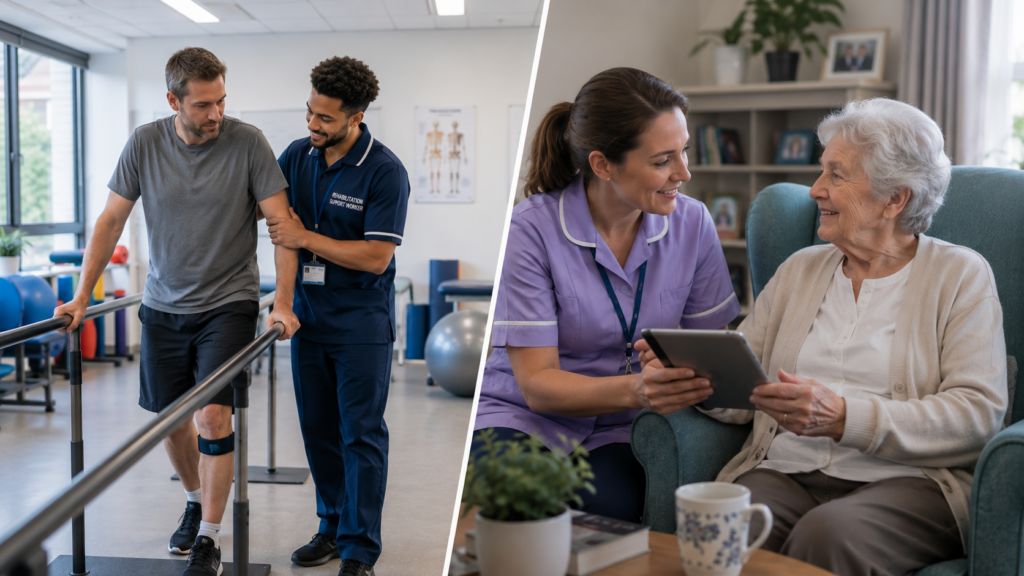 Difference between rehabilitation support worker training and health and social care courses