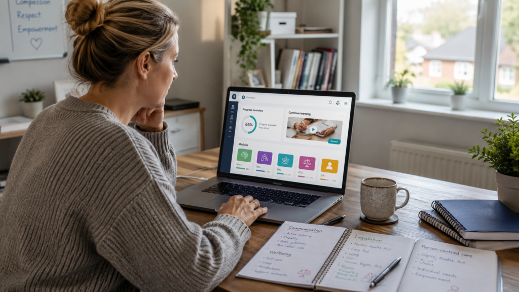 Learner studying Mental Health Nursing Level 3 modules online