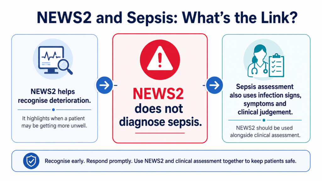 Infographic explaining the connection between NEWS2 and sepsis