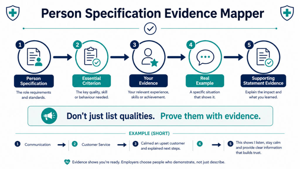 NHS person specification evidence planning guide.