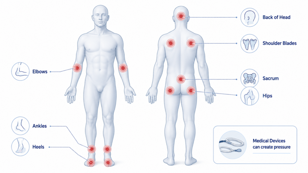  common body areas and medical related pressure.