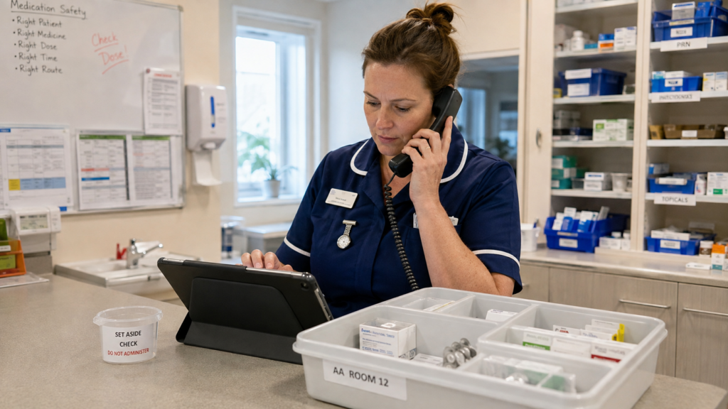 medical error happened and nurse taking action